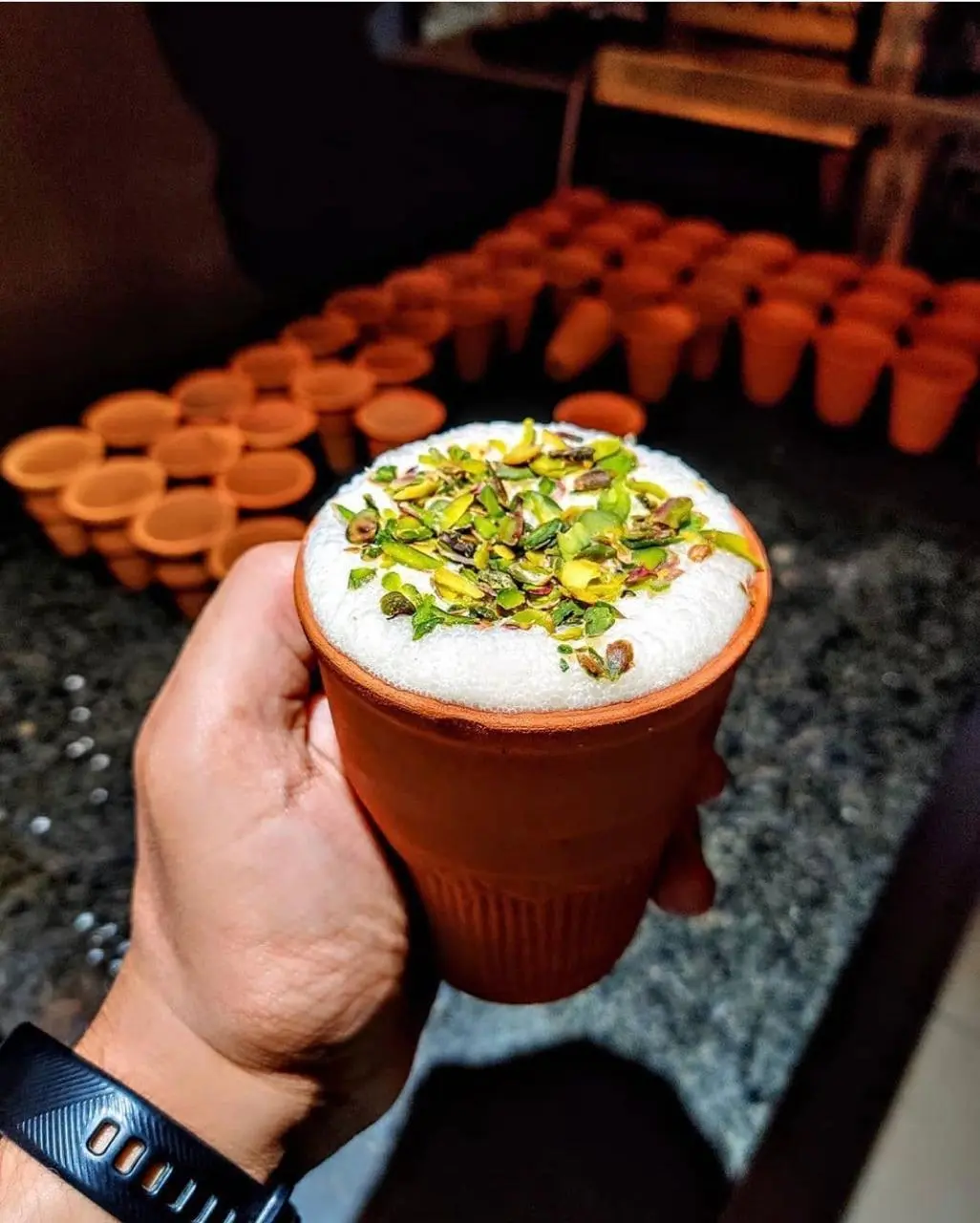 Chocolate drink served in a kulhad at Chai Sutta Bar Bharuch