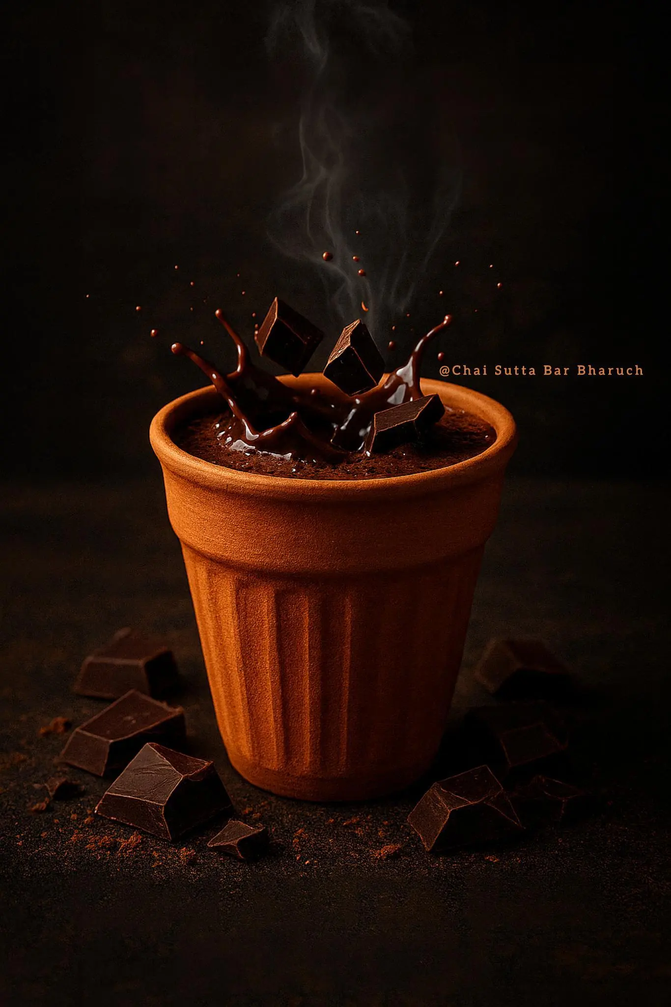 Ginger chai with spices photographed at Chai Sutta Bar Bharuch